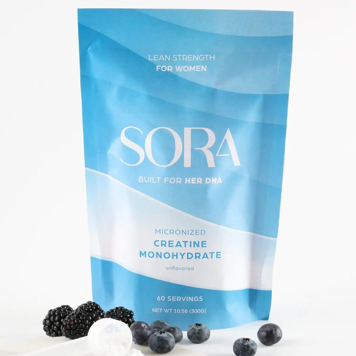 SORA Micronized Creatine Monohydrate for women blue pouch