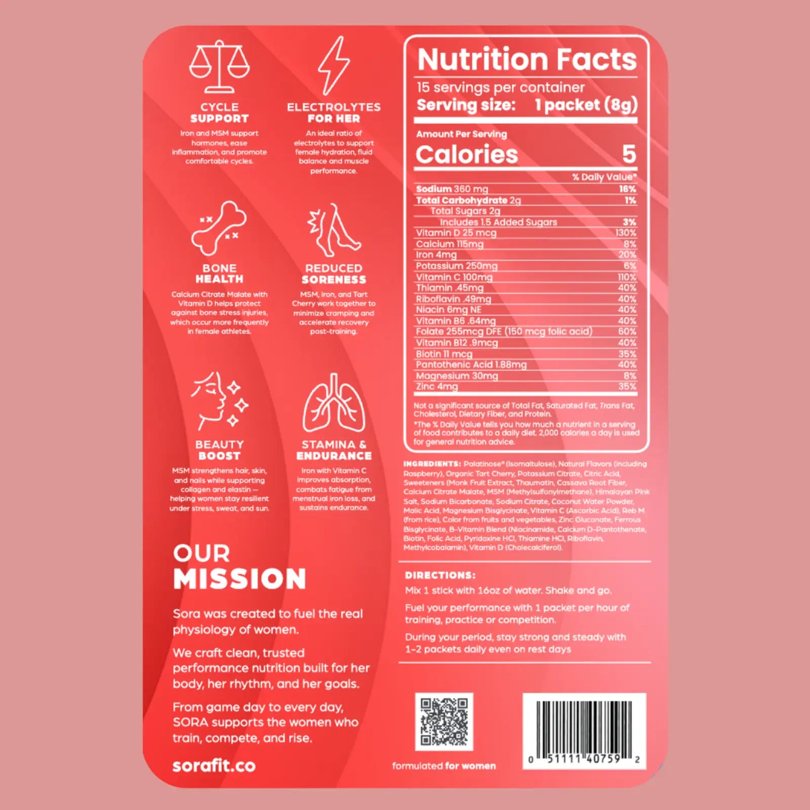 Performance hydration supplement for women in Raspberry Dream flavor