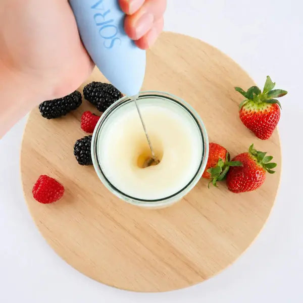 Mixing Sora creatine with a hand frother